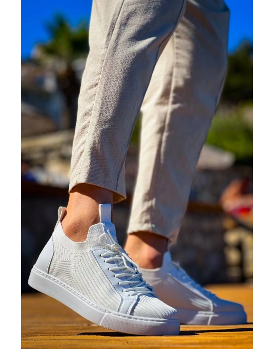 Kb-112 Kuback Beyaz Triko Bağcıklı Günlük Erkek Ayakkabı Erkek Günlük Ayakkabı