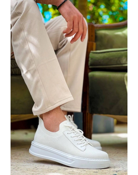 KB-116 Kuback Beyaz Bağcıklı Triko Günlük Erkek Ayakkabı