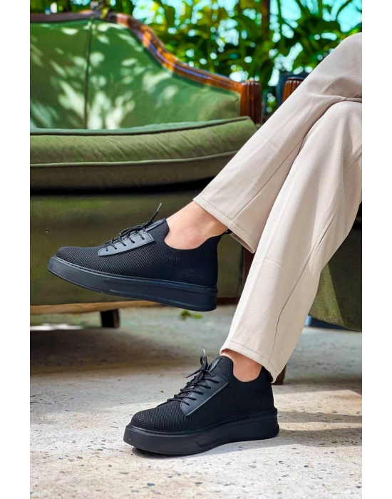 KB-116 Kuback Siyah Siyah Taban Bağcıklı Triko Günlük Erkek Ayakkabı