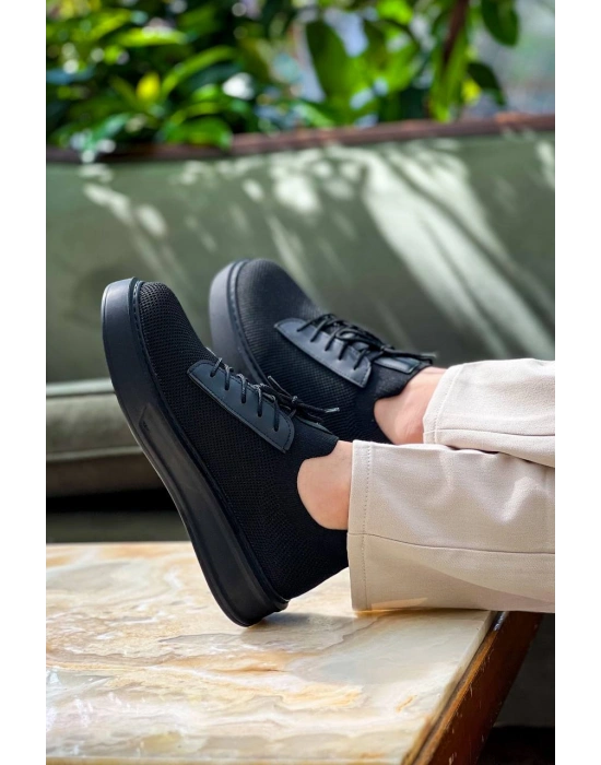 KB-116 Kuback Siyah Siyah Taban Bağcıklı Triko Günlük Erkek Ayakkabı