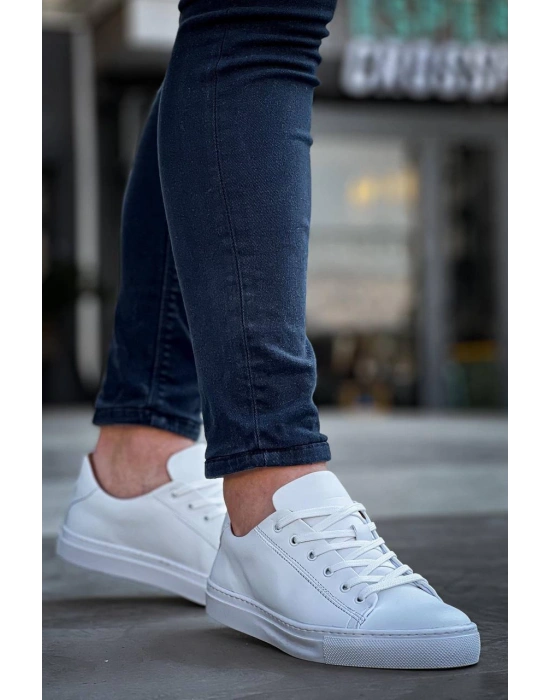 Kb-122 Kuback Beyaz Cilt Yüksek Taban Bağcıklı Günlük Erkek Ayakkabı Erkek Günlük Ayakkabı