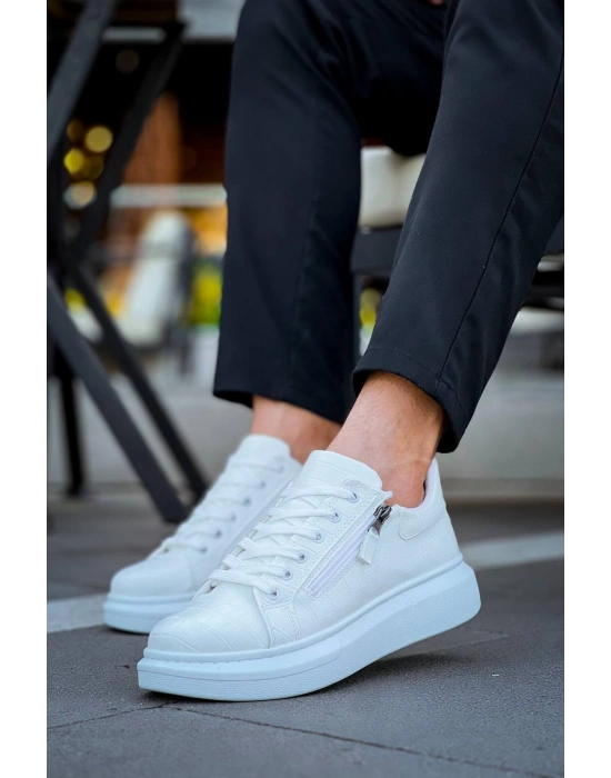 KB-309  Kuback Beyaz Fermuar Ve Bağcıklı  Günlük Erkek  Ayakkabı