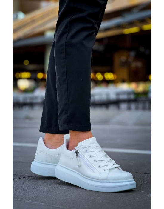 Kb-309 Kuback Beyaz Fermuar Ve Bağcıklı Günlük Erkek Ayakkabı Erkek Günlük Ayakkabı