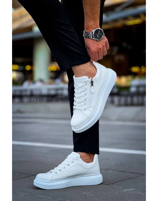 Kb-309 Kuback Beyaz Fermuar Ve Bağcıklı Günlük Erkek Ayakkabı Erkek Günlük Ayakkabı