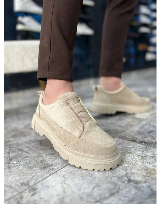 KB-703 Kuback Bej Süet Lastikli Günlük Erkek Ayakkabı