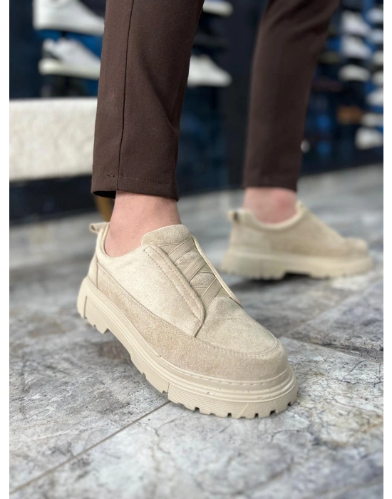 KB-703 Kuback Bej Süet Lastikli Günlük Erkek Ayakkabı