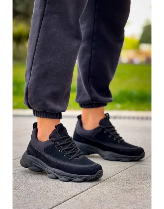 Kb-707 Kuback Siyah Süet Siyah Yüksek Taban Bağcıklı Günlük Erkek Ayakkabı Erkek Günlük Ayakkabı