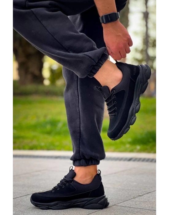 Kb-707 Kuback Siyah Süet Siyah Yüksek Taban Bağcıklı Günlük Erkek Ayakkabı Erkek Günlük Ayakkabı