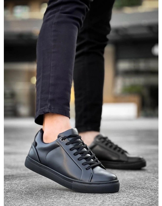KB-BX1  Kuback Siyah Cilt Yüksek Siyah Taban Günlük Erkek Ayakkabı