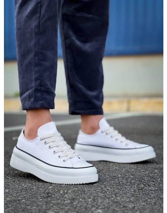 Kb-cx-3 Kuback Kısa Beyaz Keten Beyaz Yüksek Taban Erkek Spor Ayakkabı