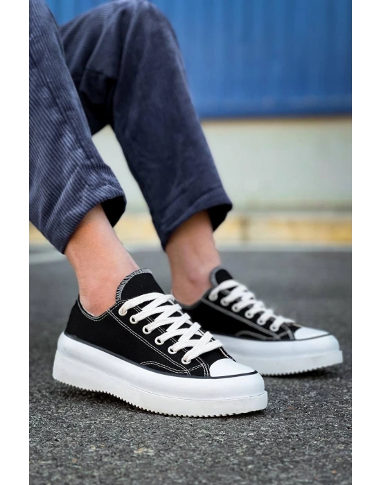 Kb-cx-3 Kuback Kısa Siyah Keten Beyaz Yüksek Taban Erkek Spor Ayakkabı