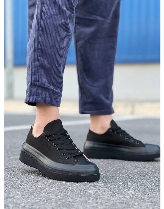 Kb-cx-3 Kuback Kısa Siyah Keten Siyah Yüksek Taban Erkek Spor Ayakkabı