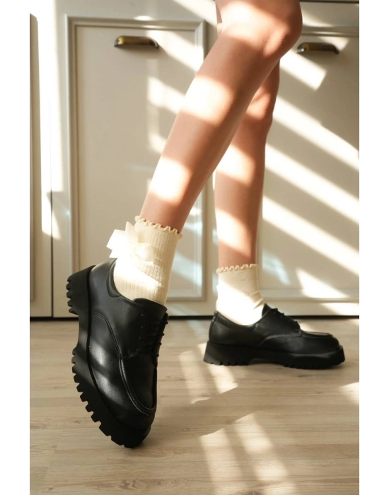 KB-KX6 Kuback Kömür Cilt Bağcıklı Günlük Unisex Ayakkabı