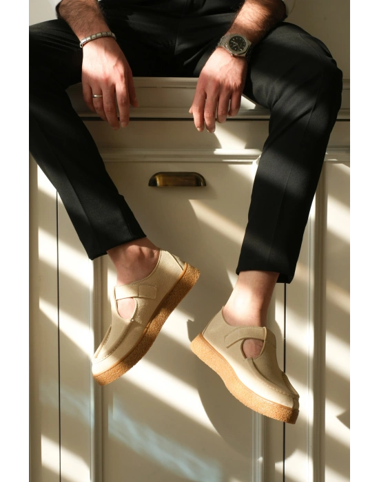 KB-T30 Kuback Bej Kahve Taban Günlük Erkek Sandalet