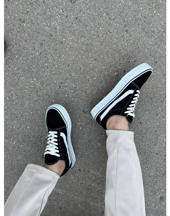 KB-V1 Kuback Siyah Beyaz Detaylı Günlük Erkek Ayakkabı