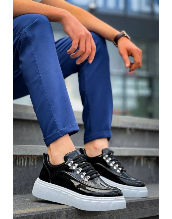 Kb-x10 Kuback Siyah Rugan Beyaz Yüksek Taban Günlük Erkek Spor Ayakkabı