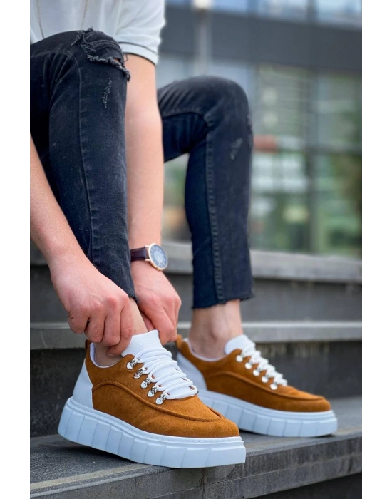 Kb-x10 Kuback Taba Süet Beyaz Yüksek Taban Günlük Erkek Spor Ayakkabı