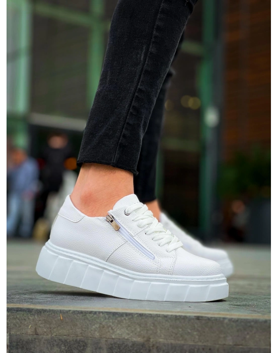 Kb-x155 Kuback Beyaz Cilt Detaylı Beyaz Yüksek Taban Günlük Erkek Spor Ayakkabı