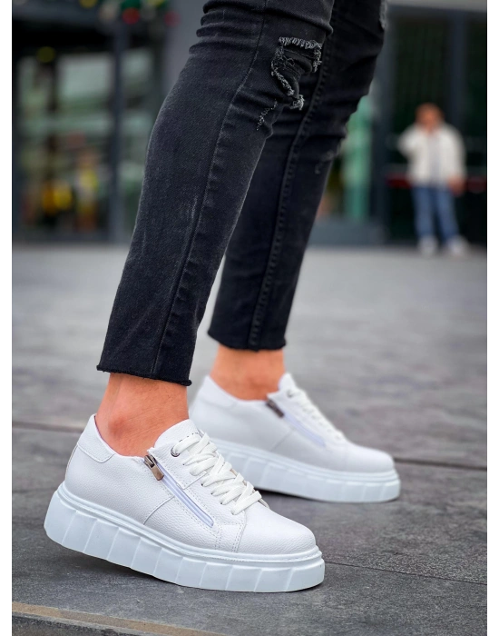 Kb-x155 Kuback Beyaz Cilt Detaylı Beyaz Yüksek Taban Günlük Erkek Spor Ayakkabı