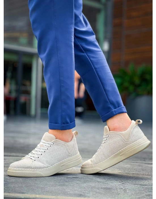 Kb-x204 Kuback Bej Keten Bej Yüksek Taban Günlük Erkek Erkek Spor Ayakkabı