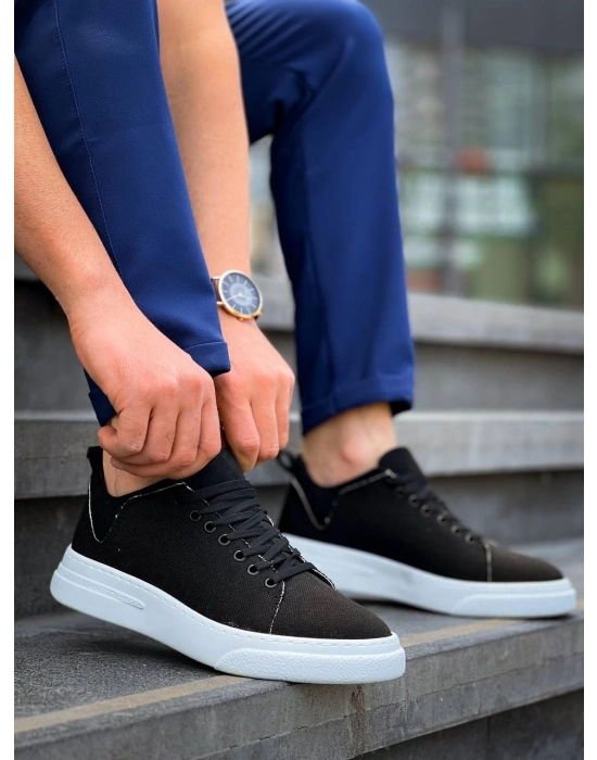 Kb-x204 Kuback Siyah Keten Beyaz Yüksek Taban Günlük Erkek Erkek Spor Ayakkabı