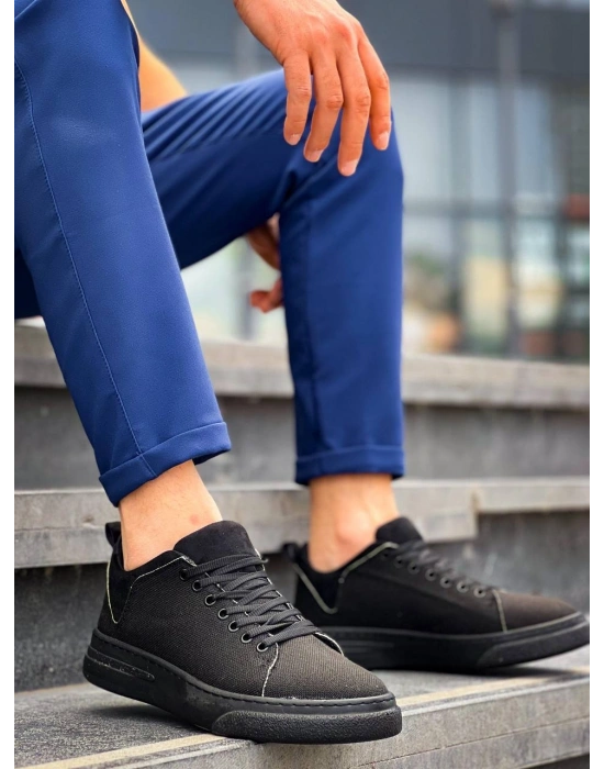 KB-X204 Kuback Siyah Keten Siyah Yüksek Taban Günlük Erkek Spor Ayakkabı