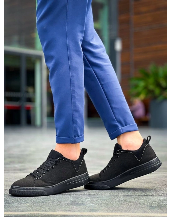 KB-X204 Kuback Siyah Keten Siyah Yüksek Taban Günlük Erkek Spor Ayakkabı