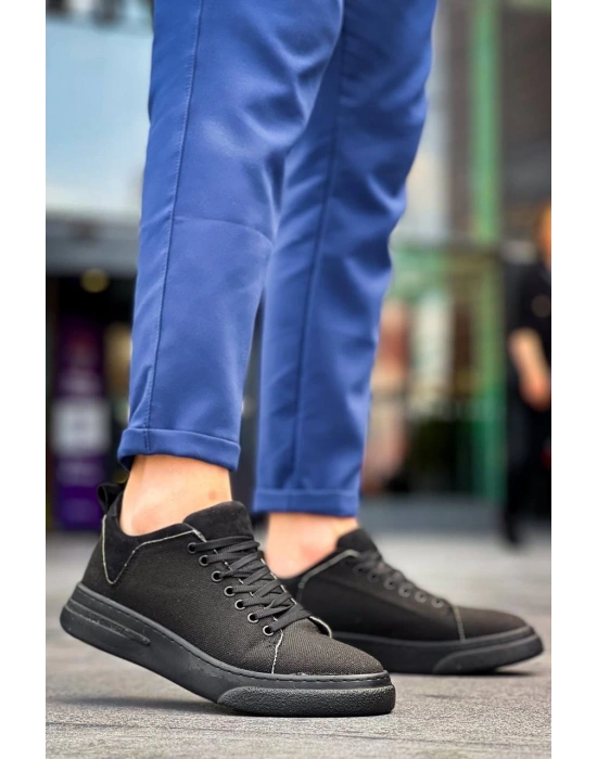 Kb-x204 Kuback Siyah Keten Siyah Yüksek Taban Günlük Erkek Erkek Spor Ayakkabı