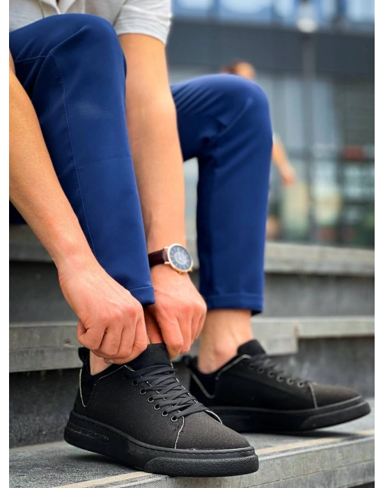 Kb-x204 Kuback Siyah Keten Siyah Yüksek Taban Günlük Erkek Erkek Spor Ayakkabı