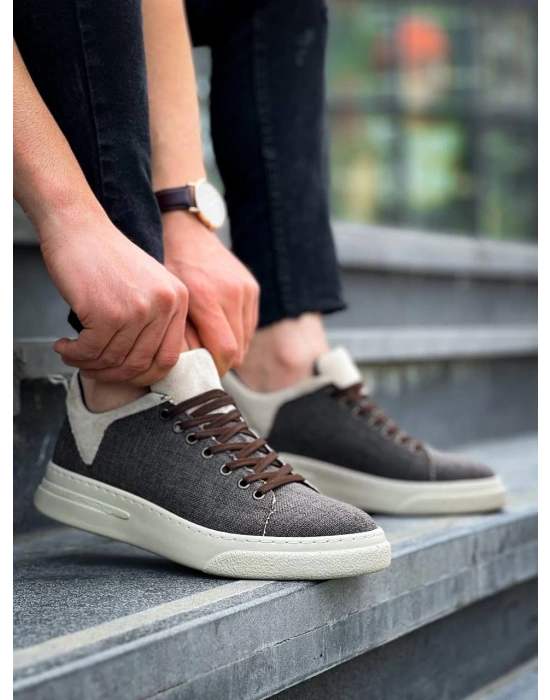 Kb-x204 Kuback Taba Bej Keten Bej Yüksek Taban Günlük Erkek Erkek Spor Ayakkabı