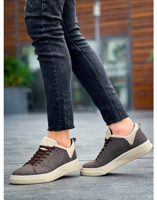 KB-X204 Kuback Taba Bej Keten Bej Yüksek Taban Günlük Erkek Spor Ayakkabı