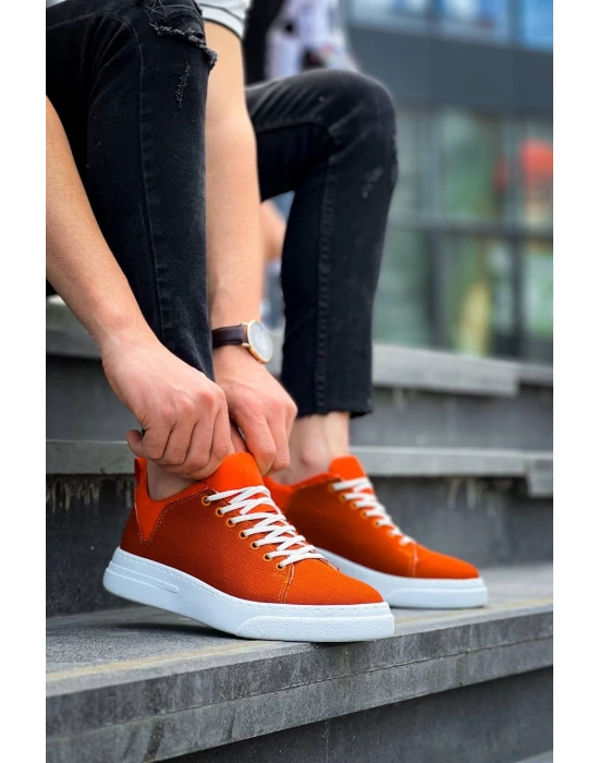 Kb-x204 Kuback Turuncu Keten Beyaz Yüksek Taban Günlük Erkek Erkek Spor Ayakkabı