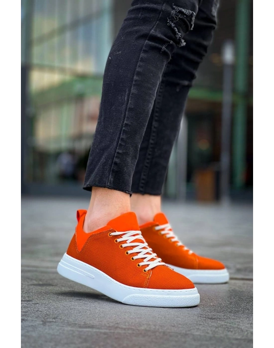 KB-X204 Kuback Turuncu Keten Beyaz Yüksek Taban Günlük Erkek Spor Ayakkabı