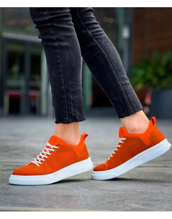 KB-X204 Kuback Turuncu Keten Beyaz Yüksek Taban Günlük Erkek Spor Ayakkabı