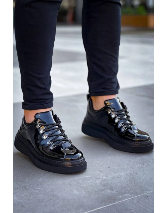 KB-X4  Kuback Siyah Rugan Siyah Yüksek Taban Bağcıklı Günlük Erkek Ayakkabı