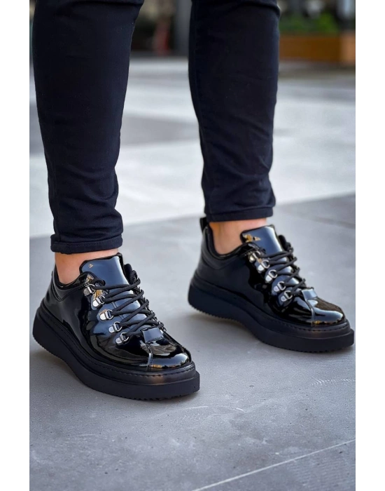 Kb-x4 Kuback Siyah Rugan Siyah Yüksek Taban Bağcıklı Günlük Erkek Ayakkabı Erkek Günlük Ayakkabı