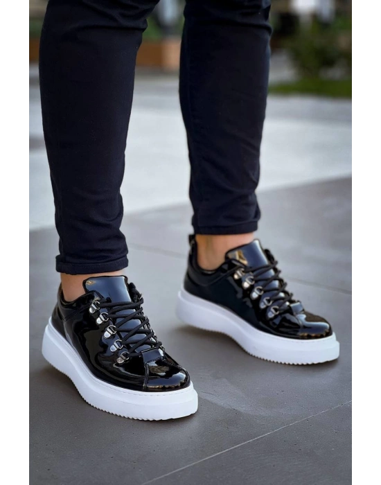 Kb-x4 Kuback Siyah Rugan Yüksek Taban Bağcıklı Günlük Erkek Ayakkabı Erkek Günlük Ayakkabı