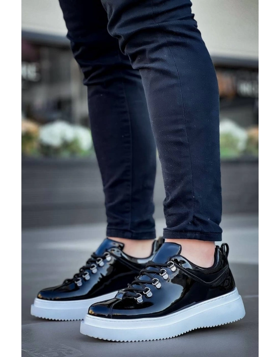 Kb-x4 Kuback Siyah Rugan Yüksek Taban Bağcıklı Günlük Erkek Ayakkabı Erkek Günlük Ayakkabı