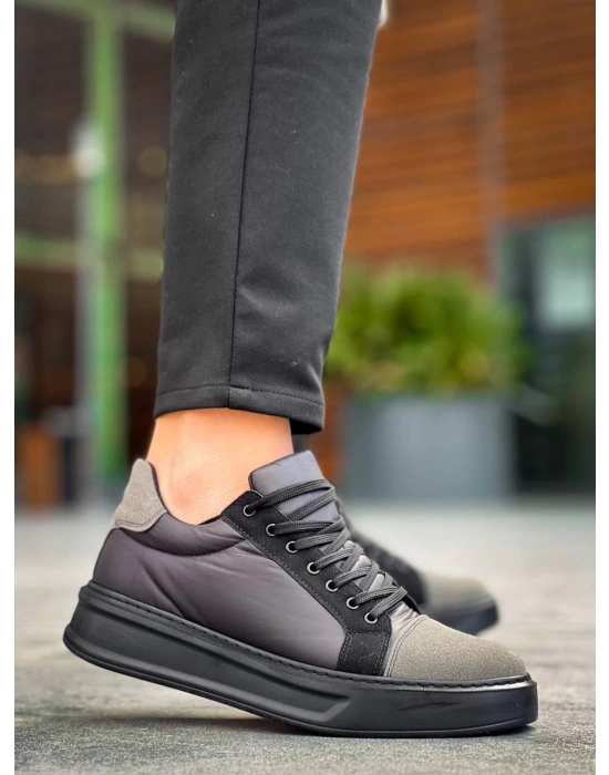 Kb-x46 Kuback Siyah Gri Yüksek Siyah Taban Günlük Erkek Spor Ayakkabı