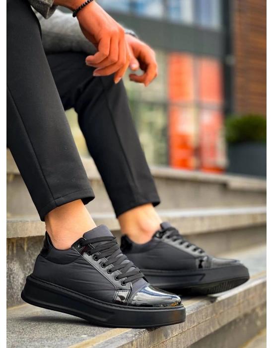 Kb-x46 Kuback Siyah Rugan Yüksek Siyah Taban Günlük Erkek Spor Ayakkabı