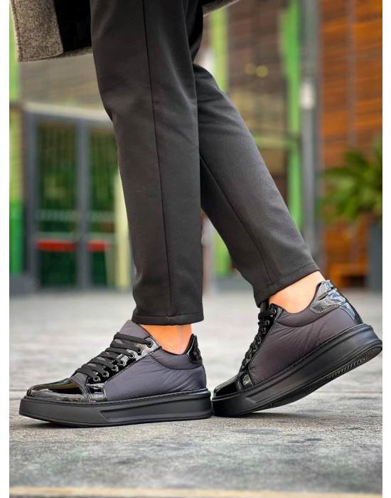 KB-X46 Kuback Siyah Rugan Yüksek Siyah Taban Günlük Spor Ayakkabı