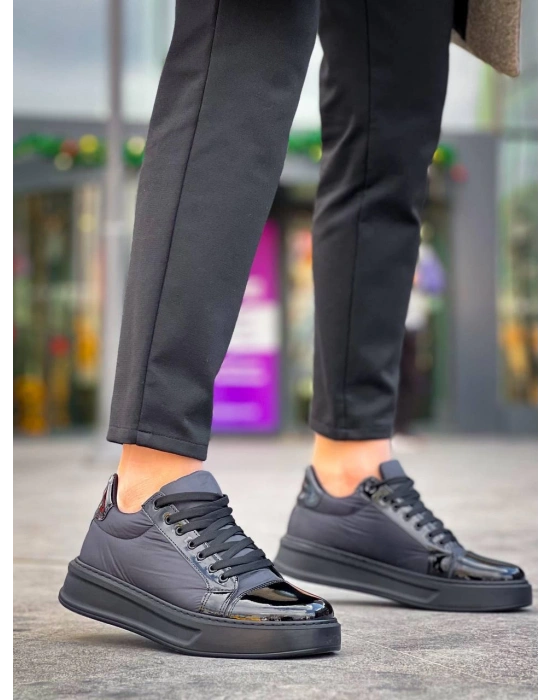 Kb-x46 Kuback Siyah Rugan Yüksek Siyah Taban Günlük Erkek Spor Ayakkabı