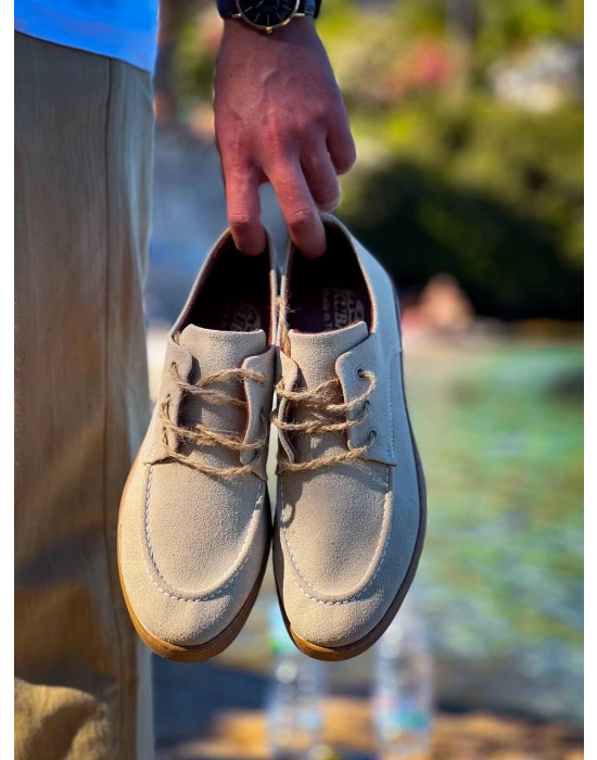 KB-X5 Kuback Bej  Süet Bağcıklı  Günlük Erkek Ayakkabı