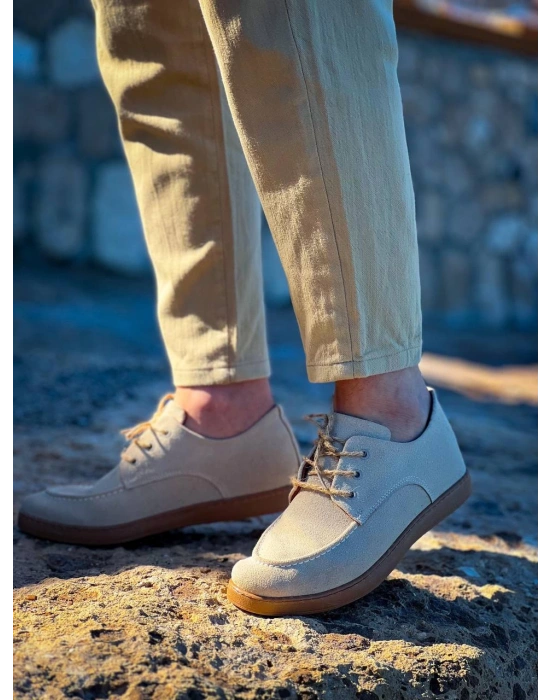 KB-X5 Kuback Bej  Süet Bağcıklı  Günlük Erkek Ayakkabı