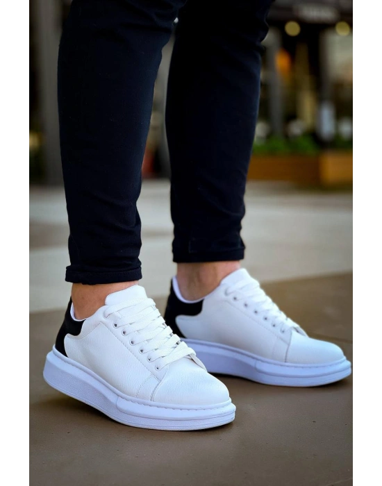 KB-X500  Kuback Bağcıklı Beyaz Siyah  Günlük Erkek Ayakkabı