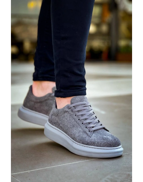 KB-X500  Kuback Gri Süet Yüksek Taban Bağcıklı Günlük Erkek Ayakkabı