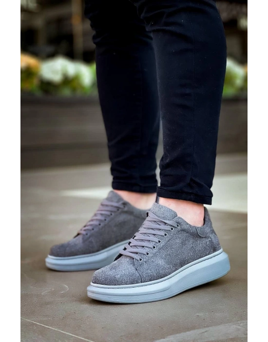 Kb-x500 Kuback Gri Süet Yüksek Taban Bağcıklı Günlük Erkek Ayakkabı Erkek Günlük Ayakkabı