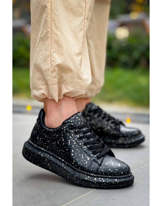 KB-X500  Kuback Siyah Gold  Bağcıklı  Günlük Erkek  Ayakkabı