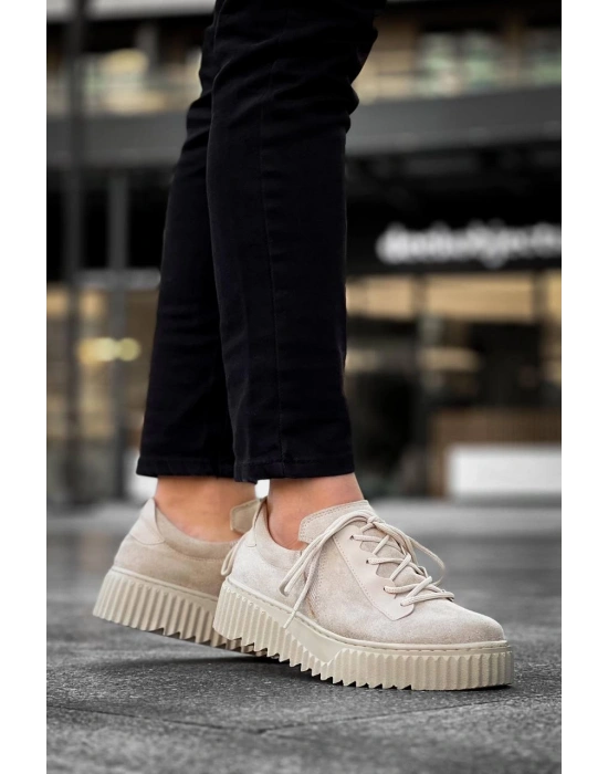 Kb-x502 Kuback Bej Süet Yüksek Bej Taban Bağcık Detaylı Lastikli Günlük Erkek Ayakkabı Erkek Günlük Ayakkabı