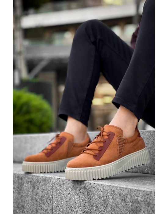 Kb-x502 Kuback Taba Süet Yüksek Bej Taban Bağcık Detaylı Lastikli Günlük Erkek Ayakkabı Erkek Günlük Ayakkabı